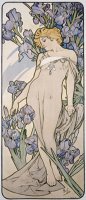 Mucha Nouveau Iris Flower Poster by Alphonse Marie Mucha