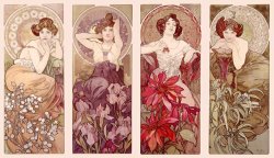 Precious Stones And Flowers by Alphonse Marie Mucha