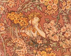 Redhead Among Flowers by Alphonse Marie Mucha