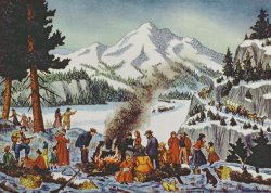 Christmas card depicting a Pioneer Christmas by American School
