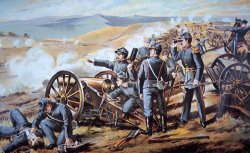 Federal field artillery in action during the American Civil War by American School