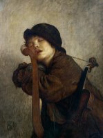 The Little Violinist Sleeping by Antoine Auguste Ernest Hebert