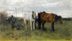 A Ploughing Farmer by Anton Mauve