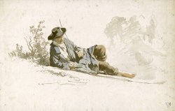 Op De Grond Liggende, Rustende Man by Anton Mauve