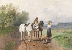 Praatje Op Een Landweg by Anton Mauve