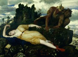 Sleeping Diana Watched by Two Fauns by Arnold Bocklin