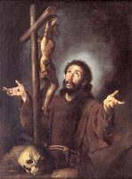 St Francis of Assisi Adoring The Crucifix by Bernardo Strozzi