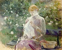 Pasie sewing in Bougivals Garden by Berthe Morisot