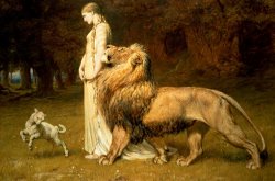 Una And Lion From Spensers Faerie Queene by Briton Riviere