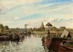 Barge on the Seine at Bougival by Camille Pissarro