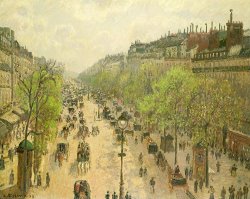 Boulevard Montmartre, Morning, Grey Day by Camille Pissarro