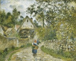 Le Chemin De Hameau Chaumieres Au Valhermeil by Camille Pissarro