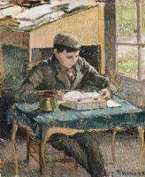 Portrait of Rodo Reading by Camille Pissarro