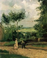 The Courtyard At Louveciennes by Camille Pissarro