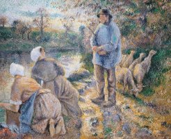 The Washerwomen by Camille Pissarro