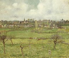 View of Bazincourt by Camille Pissarro