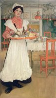 Martina Carrying Breakfast On A Tray by Carl Larsson