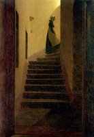 Lady on The Staircase (oil on Canvas) by Caspar David Friedrich