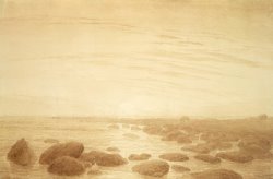 Moonrise on The Sea (sunset Across The Sea) (sepia Ink And Pencil on Paper) by Caspar David Friedrich