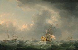 English Ships Running Before a Gale by Charles Brooking