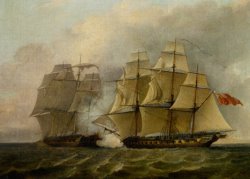 The Battle Between Chesapeake And The Shannon by Charles Brooking