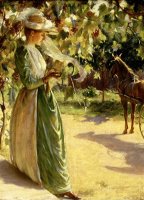 Woman with Horse And Carriage (going for a Drive) by Charles Courtney Curran