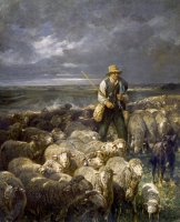 Shepherd And His Flock by Charles Emile Jacque