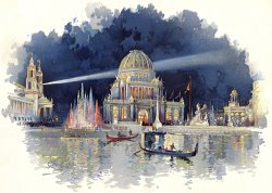 At Night in The Grand Court, From The World's Fair in Water Colors by Charles Graham