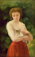 Country Girl and her Kitten by Charles Landelle