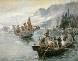 Lewis and Clark on the Lower Columbia River by Charles Marion Russell