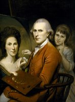 Self Portrait with Rachel And Angelica Peale by Charles Willson Peale