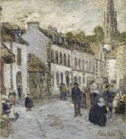 Street in Pont Aven in Evening by Childe Hassam