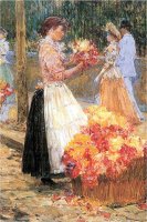 Woman Sells Flowers by Childe Hassam