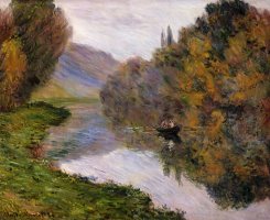 Boat On The Seine Near Jeufosse by Claude Monet