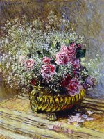 Roses in a Copper Vase by Claude Monet