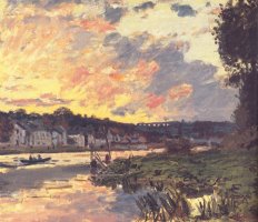 The Seine at Bougival in The Evening by Claude Monet