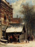 The Smithy of Culemborg in The Winter by Cornelis Springer