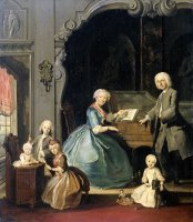 Family Group Near a Harpsichord by Cornelis Troost