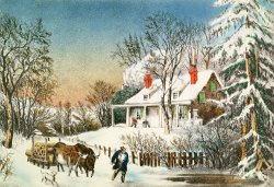 Bringing Home the Logs by Currier and Ives