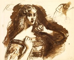 Half Length Sketch of a Young Woman by Dante Gabriel Rossetti
