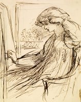 Woman Seated at an Embroidery Frame Or Easel by Dante Gabriel Rossetti