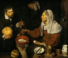 An Old Woman Cooking Eggs by Diego Velazquez