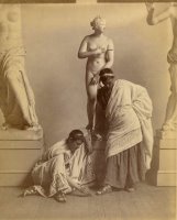 Two Male Students in Grecian Costume Before a Plaster Cast of Aphrodite in The Cast Room by Eadweard J. Muybridge