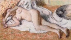 After the Bath or Reclining Nude by Edgar Degas