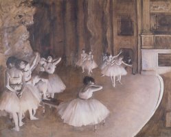 Ballet Rehearsal on the Stage by Edgar Degas