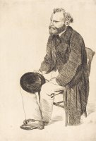 Manet Seated, Turned to The Left (manet Assis, Tourne a Gauche) by Edgar Degas