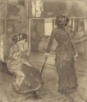 Mary Cassatt at The Louvre: The Etruscan Gallery (au Louvre: Musee Des Antiques) by Edgar Degas