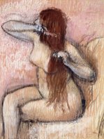 Nude Seated Woman Arranging Her Hair Femme Nu Assise Se Coiffant by Edgar Degas