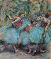 Three Dancers (blue Tutus, Red Bodices) by Edgar Degas