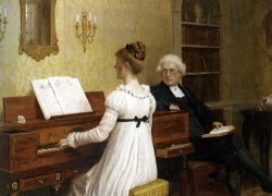 The Piano Lesson by Edmund Blair Leighton